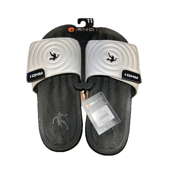 AND1 Men’s Athletic Adjustable Swirl Slide Sandals White Size 11 - Picture 1 of 4